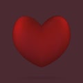 Heart. Three-dimensional shape. The floating heart casts a shadow. Color vector illustrations. Isolated burgundy background. Royalty Free Stock Photo