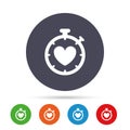 Heart Timer sign icon. Stopwatch symbol.