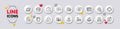 Heart, Timer and Teamwork chart line icons. For web app, printing. White buttons 3d icons. Vector Royalty Free Stock Photo