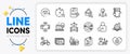 Heart, Timer and Teamwork chart line icons. For web app. Vector Royalty Free Stock Photo