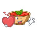 With heart tomato soup character cartoon