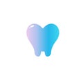 Heart with Tooth Root, flat cartoon style vector logo concept. Dentistry isolated icon on white background. Dentist Royalty Free Stock Photo