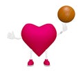 Heart training with basketball heart health sport concept