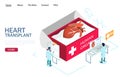 Heart transplant vector website landing page design template