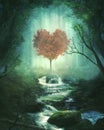 Heart tree in the forest Royalty Free Stock Photo