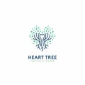Heart tree health care logo with tree roots branch and leaf in heart shape icon symbol illustration