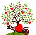 Heart tree and love birds
