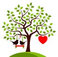 Heart tree and love birds Royalty Free Stock Photo