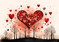 Heart Tree: A Radiant Connection of Love and Kindness in a Carto