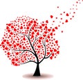 Red heart in the tree on white background for valentin Royalty Free Stock Photo