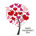 Heart tree with red shining sparkle hearts. Happy Valentine`s day greeting card Royalty Free Stock Photo