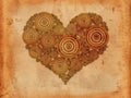 Heart of tree rings old paper background Royalty Free Stock Photo