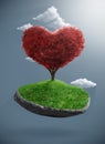 Heart tree on suspended rock Royalty Free Stock Photo