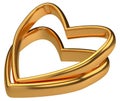 Heart with two connected gold wedding rings isolated on png transparent background. Love Royalty Free Stock Photo