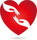 Heart and two hands, helper and love logo