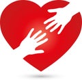 Heart and two hands, heart and helper logo