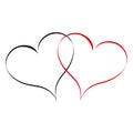 Heart two love sign. Icon on white background. Romantic symbol linked, join, passion and wedding. Template for t shirt, card,