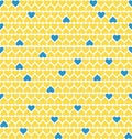 Ukraine seamless vector background. Heart  Ukrainian national colors blue yellow. Repeating pattern. Support Ukraine. Royalty Free Stock Photo