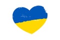 Heart Ukraine flag, isolated white background. Grunge hand draw pattern, stylized texture design. Symbol of love, help Royalty Free Stock Photo