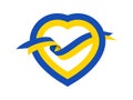 Heart with Ukraine ribbon flag background