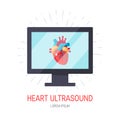 Heart ultrasound concept in flat style, vector Royalty Free Stock Photo