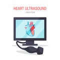 Heart ultrasound concept in flat style, vector Royalty Free Stock Photo