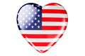 Heart with the United States flag, 3D rendering Royalty Free Stock Photo