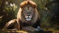 Silent Guardian: A Lion\'s Tranquil Pause in the Savannah