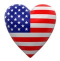 Heart with USA flag (clipping path included) Royalty Free Stock Photo