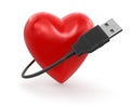 Heart and USB Cable (clipping path included) Royalty Free Stock Photo