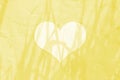 Heart valentine blank white paper sheet with tropic shadow overlay. Illuminating Pantone Color Of The Year 2021. Modern and