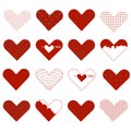 Heart valentine icon set. 16 Elements for valentines day greeting card. Love symbol Royalty Free Stock Photo