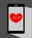 Heart Valentine on the mobile phone screen Royalty Free Stock Photo