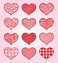 Heart. Valentine`s Day. Vector set. Paper cut templates with carved patterns Royalty Free Stock Photo