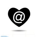 Heart Vector Black Icon, Love Symbol. Mail In Heart. Valentines Day Sign, Emblem, Flat Style For Graphic And Web Design, Logo, App