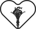 Heart vector icon, Love icon, Heartbeat icon, Love breath black vector icon.