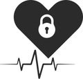 Heart vector icon, Love icon, Heartbeat icon, Love lock black vector icon.
