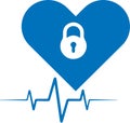 Heart vector icon, Love icon, Heartbeat icon, Love lock blue vector icon