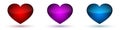 Heart vector icons. Set of bright glossy hearts Royalty Free Stock Photo