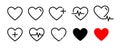 Heart vector icons. Set of heartbeat icon on isolated background. Symbol cardiogram heart logo in linear style. Vector