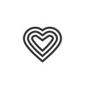 Heart vector logotype, line outline art symbol or decoration design, graceful elegant heart shape sign clipart