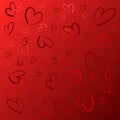 Heart of vector pattern in Valentine Day theme on red background.
