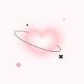 Heart vector Pink gradient blur decor with radius line and cute flower, star sparkle. Royalty Free Stock Photo