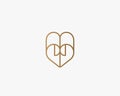 Heart vector symbol. Valentines day paper logotype. Abstract line document logo icon design.