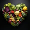 Heart with vegetable illustration on black background Royalty Free Stock Photo