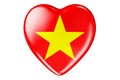 Heart with Vietnamese flag, 3D rendering