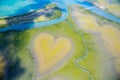 Heart of Voh, aerial view, mangroves resemble a heart seen from above, New Caledonia, Micronesia. Heart of Earth. Earth from above Royalty Free Stock Photo