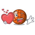 With heart volleyball mascot cartoon style