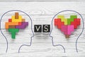 Heart vs Mind. Heart versus brain.