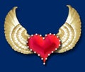 Heart w/golden wings Royalty Free Stock Photo